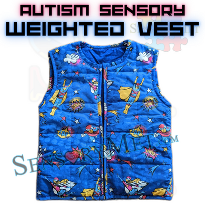 Sensory Weighted Vest For Kids w/ Autism Removable Weights 3LBS - Super Hero 5T-6T