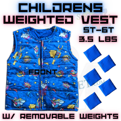 Sensory Weighted Vest For Kids w/ Autism Removable Weights 3LBS - Super Hero 5T-6T