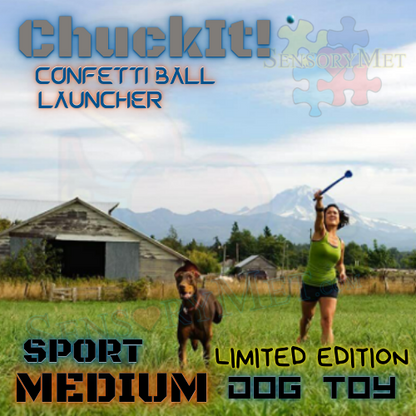 ChuckIt Confetti Limited Edition Dog Ball Launcher 18-Inch Medium Sport Launcher Dog Toy w/ Tennis Ball - 2.5 Inch Ball