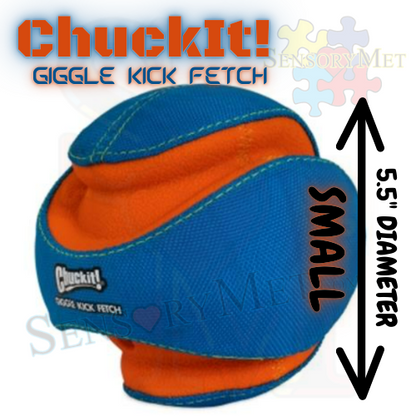 Small Sueaker Dog Ball Chuck-It Giggle Kick Fetch Interactive Dog Toy Blue Orange 6 Inch Dog Ball