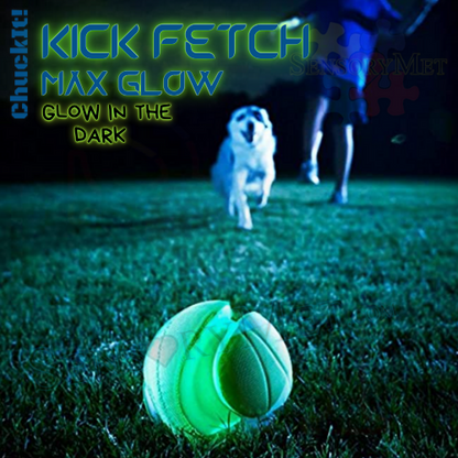 ChuckIt! Kick Fetch Max Glow Dog Ball Small Glow In The Dark Dog Toy 6 Inch Green Heavy Duty Fetch Toy