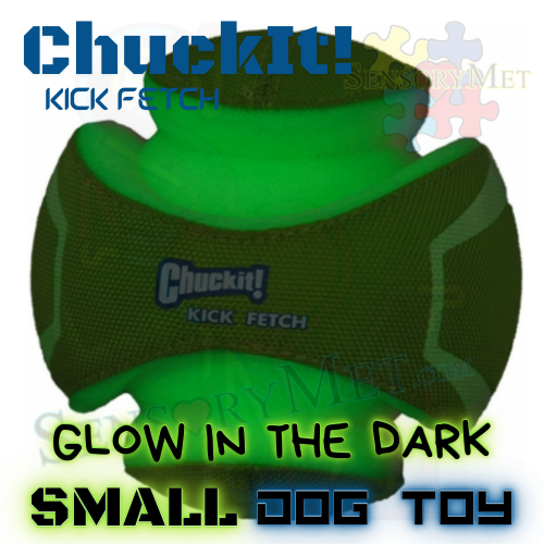 Chuck-It! Kick Fetch Max Glow Dog Toy Glow In The Dark Dog Ball Small 6 Inch Green Heavy Duty Fetch Ball