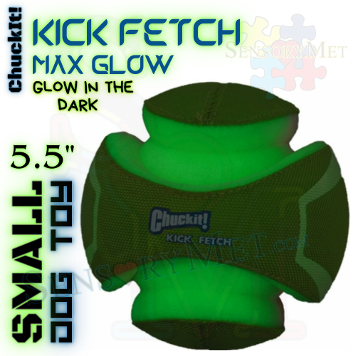 ChuckIt! Max Glow Kick Fetch Glow In The Dark Dog Ball Toy Small 6 Inch Green Durable Fetch Toy