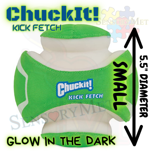 ChuckIt! Max Glow Kick Fetch Glow In The Dark Dog Ball Toy Small 6 Inch Green Durable Fetch Toy