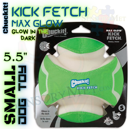 Max Glow Kick Fetch Glow In The Dark Dog Ball Small 6 Inch Green Interactive Fetch Toy Chuck-It!