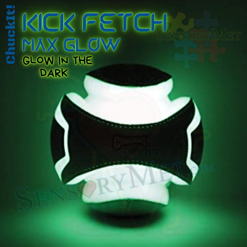 Chuck-It! Kick Fetch Max Glow Dog Toy Glow In The Dark Dog Ball Small 6 Inch Green Heavy Duty Fetch Ball