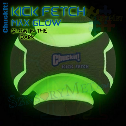 ChuckIt! Max Glow Kick Fetch Glow In The Dark Dog Toy Ball Small 6 Inch Green Indestructible Fetch Toy