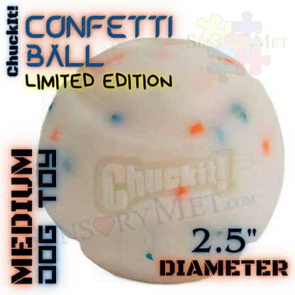 ChuckIt! Confetti Ball Limited Edition Dog Ball Heavy Duty Rubber Dog Toy - Medium 2.5"