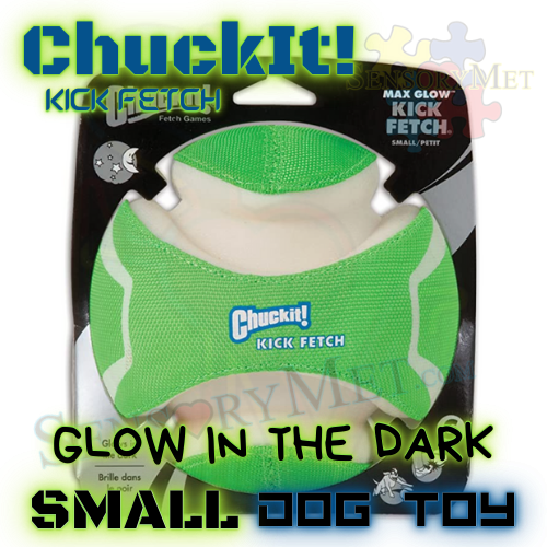 ChuckIt Max Glow Kick Fetch Glow In The Dark Dog Toy Small 6 Inch Green Durable Dog Ball