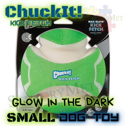 ChuckIt Max Glow Kick Fetch Glow In The Dark Dog Toy Small 6 Inch Green Durable Dog Ball