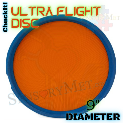 Chuck-It! Ultra Flight Dog Disc Soft Durable Rubber Frisbee Dog Toy Blue and Orange - Large 9"