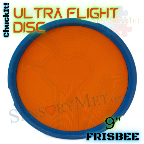 ChuckIt! Frisbee Ultra Flight Dog Disc Large Rubber Frisbee Dog Toy - Blue Orange 9"