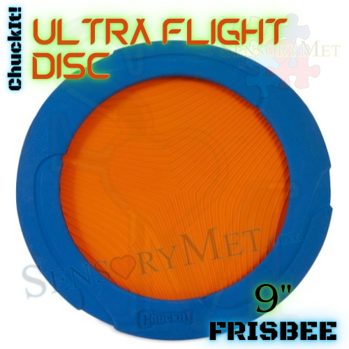 ChuckIt! Ultra Flight Dog Disc Soft Durable Rubber Frisbee Dog Toy Blue and Orange - Large 9"