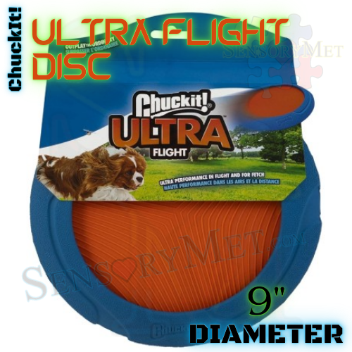 Chuck-It! Ultra Flight Dog Disc Large Rubber Frisbee Dog Toy - Blue Orange 9"