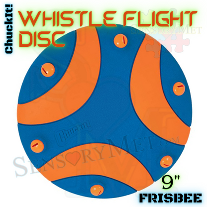 ChuckIt! Whistle Flight Dog Disc Soft Durable Rubber Frisbee Dog Toy - Large 9"