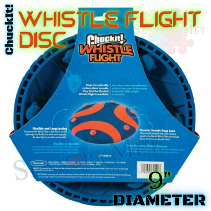 Chuck-It! Whistle Flight Frisbee Dog Disc Large Rubber Disc Dog Toy - Blue Orange 9"