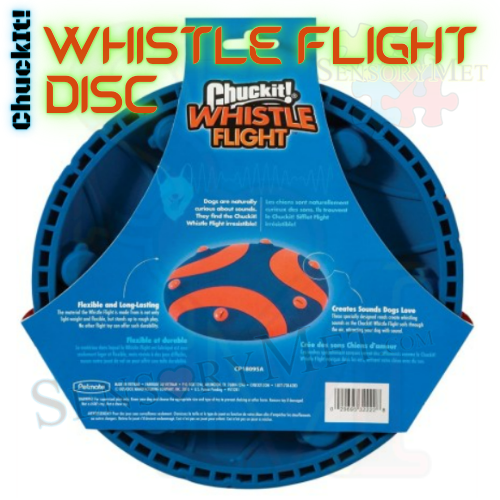 ChuckIt! Whistle Flight Frisbee Dog Disc Large Rubber Disc Dog Toy - Blue Orange 9"