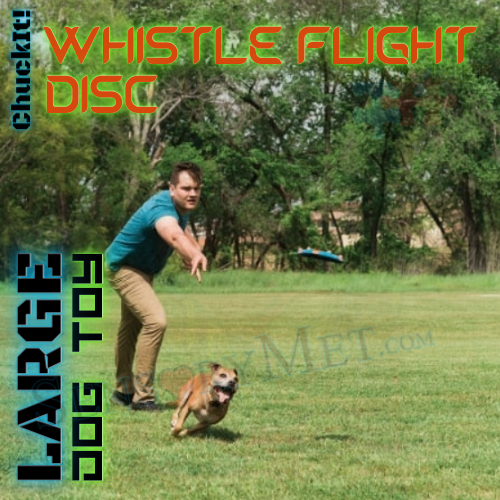 Chuck It! Whistle Flight Dog Frisbee Soft Durable Rubber Disc Dog Toy - Large 9"