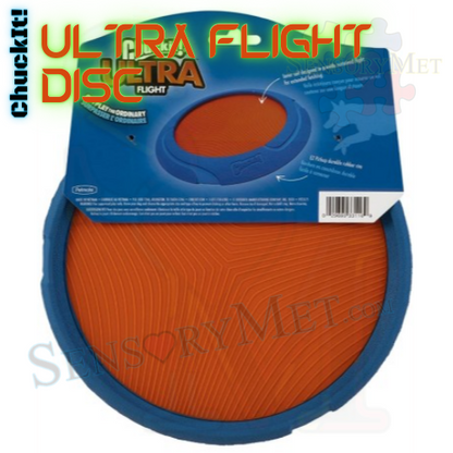 ChuckIt! Ultra Flight Frisbee Dog Disc Large Rubber Disc Dog Toy - Blue Orange 9"