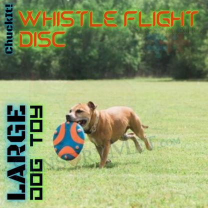 ChuckIt! Whistle Flight Dog Frisbee Soft Durable Rubber Disc Dog Toy - Large 9"