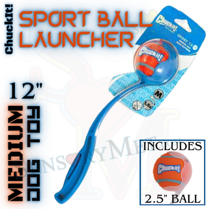 Chuck-It Sport Ball Launcher 12-Inch Medium Ball Launcher Dog Toy w/ Tennis Ball - Blue Sport 12 M 1.5x