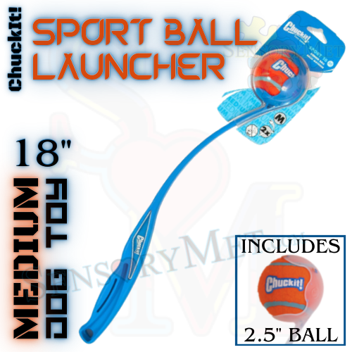 Chuck-It Sport Ball Launcher 18-Inch Medium Ball Launcher Dog Toy w/ Tennis Ball - Blue Sport 18 M 2x