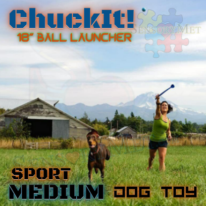 Chuck-It Sport Ball Launcher 18-Inch Medium Ball Launcher Dog Toy w/ Tennis Ball - 2.5 Inch Ball