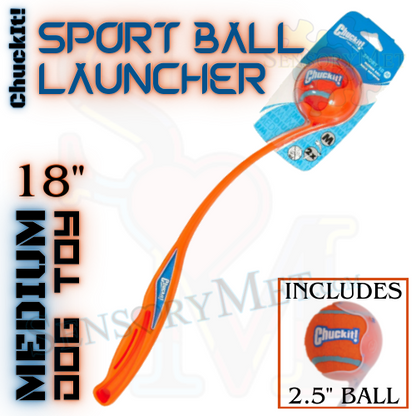 Chuck-It Sport Ball Launcher 18-Inch Medium Ball Launcher Dog Toy w/ Tennis Ball - Orange Sport 18 M 2x