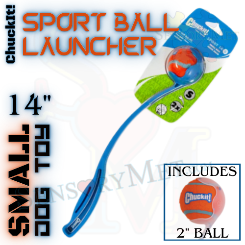 Chuck-It Sport Ball Launcher 14-Inch Small Ball Launcher Dog Toy w/ Tennis Ball - Blue Sport 14 S 2x