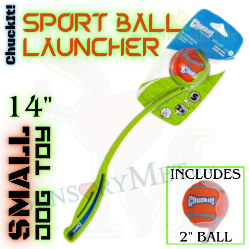 Chuck-It Sport Ball Launcher 14-Inch Small Ball Launcher Dog Toy w/ Tennis Ball - Green Sport 14 S 2x