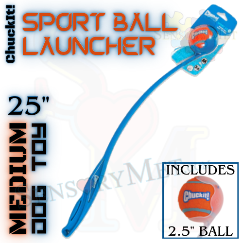 Chuck-It Sport Ball Launcher 25-Inch Medium Ball Launcher Dog Toy w/ Tennis Ball - Blue Sport 25 M 3x