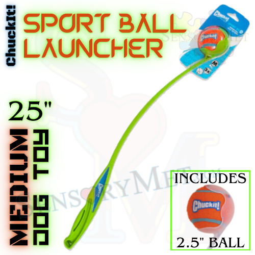 Chuck-It Sport Ball Launcher 25-Inch Medium Ball Launcher Dog Toy w/ Tennis Ball - Green Sport 25 M 3x