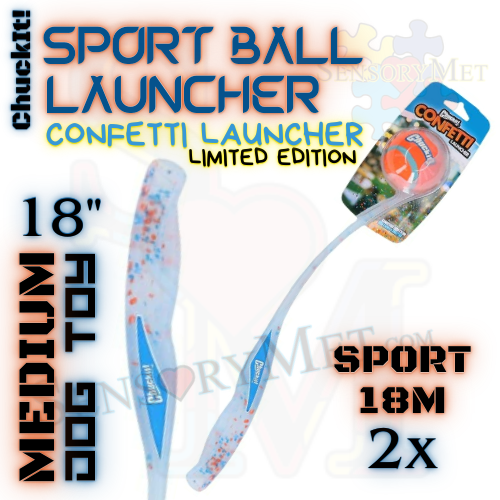 Limited Edition Chuck-It Sport Ball Launcher 18-Inch Medium Ball Launcher Dog Toy w/ Tennis Ball - Confetti Sport 18 M 2x