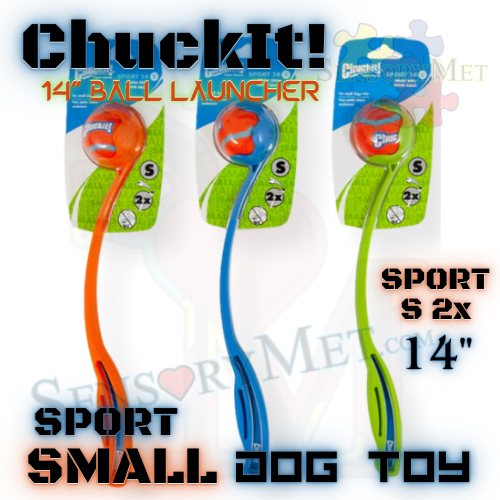 Chuck-It Dog Ball Launcher 14-Inch Small Sport Launcher Dog Toy w/ Tennis Ball - Blue, Green, Orange