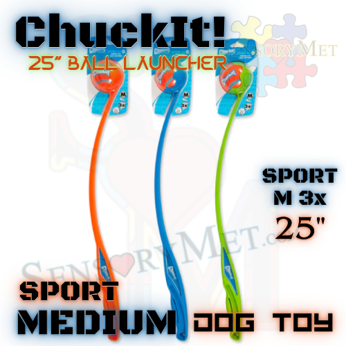 Chuck-It Dog Ball Launcher 25-Inch Medium Sport Launcher Dog Toy w/ Tennis Ball - Blue, Green, Orange