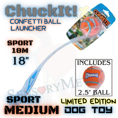 Chuck-It Dog Ball Launcher 18-Inch Medium Sport Launcher Dog Toy w/ Tennis Ball - Confetti Limited Edition