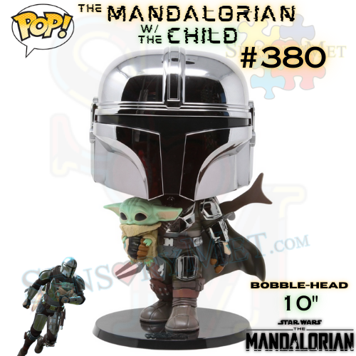 Jumbo Funko Pop! Star Wars: The Mandalorian With The Child Baby Yoda Vinyl Figure Chrome 10" Bobble-Head - #380