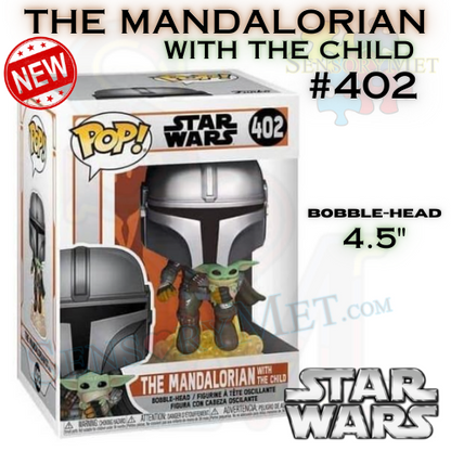 Star Wars Vinyl Figure Bobble-Head The Mandalorian Flying With The Child 4.5" Figurine #402