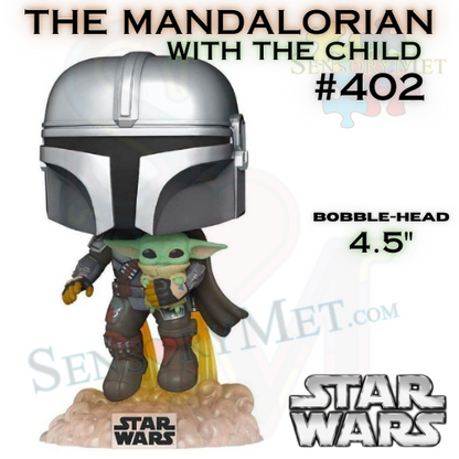 Star Wars Bobble-Head The Mandalorian With The Child Flying With Jet Pack Vinyl Figure 4.5" - #402