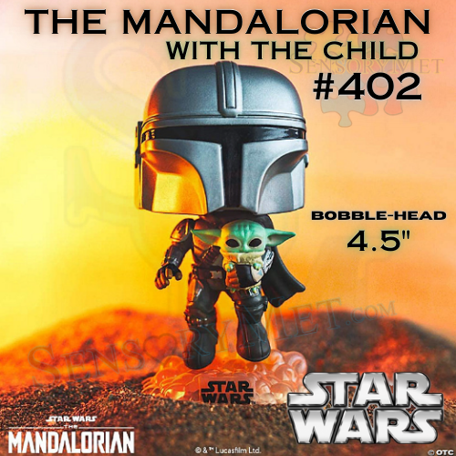 Star Wars Bobble-Head Vinyl Figure The Mandalorian With The Child Flying With Jet Pack 4.5" Vinyl Action Figure