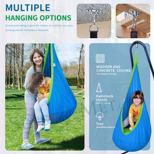 Hanging Pod Swing For Autistic Kids with Sensory Needs Indoor/Outdoor Swing Pod