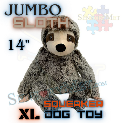 SLOTH Dog Toy Large Stuffed Animal Squeaky Dog Toy Brown - 14 Inch