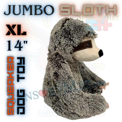 SLOTH Dog Toy Large Stuffed Animal Squeaky Dog Toy Brown - 14 Inch