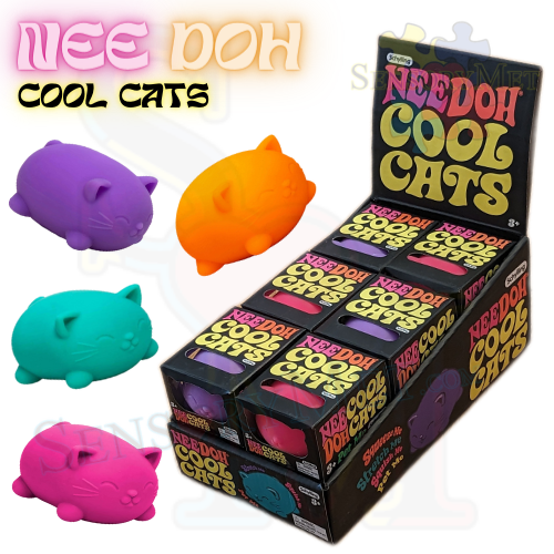 NEE-DOH Cool Cats Novelty Toy Fidget Toys Stress Reliever Tool by Schylling - Assorted Colors