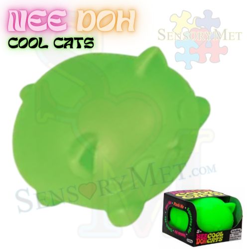 NEE-DOH Cool Cats Novelty Toy Fidget Toys Stress Reliever Tool by Schylling - Green