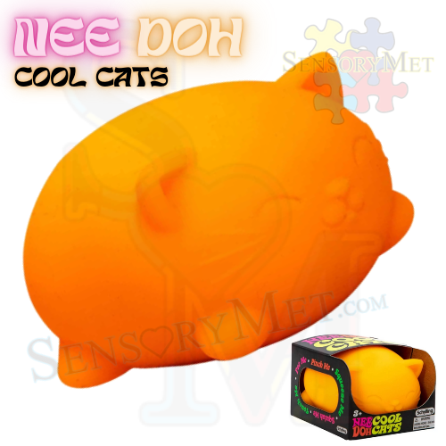 NEE-DOH Cool Cats Novelty Toy Fidget Toys Stress Reliever Tool by Schylling - Orange