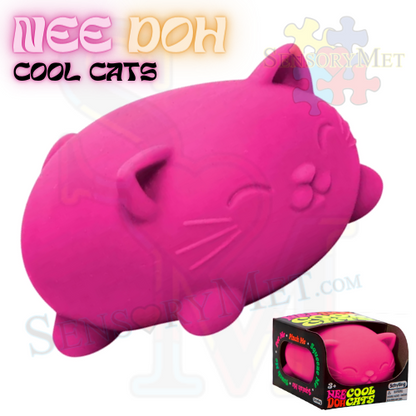 NEE-DOH Cool Cats Novelty Toy Fidget Toys Stress Reliever Tool by Schylling - Pink