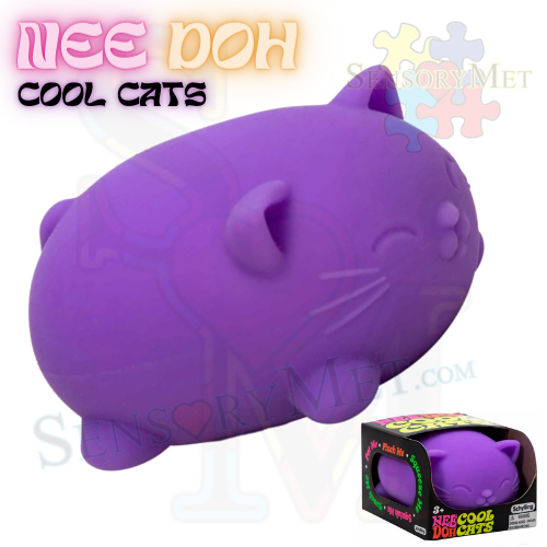 NEE-DOH Cool Cats Novelty Toy Fidget Toys Stress Reliever Tool by Schylling - Purple