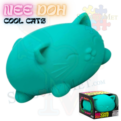 NEE-DOH Cool Cats Novelty Toy Fidget Toys Stress Reliever Tool by Schylling - Teal