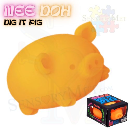 NEE-DOH Dig It Pig Novelty Fidget Toy Stress Reliever by Schylling - Orange Pig Stress Ball